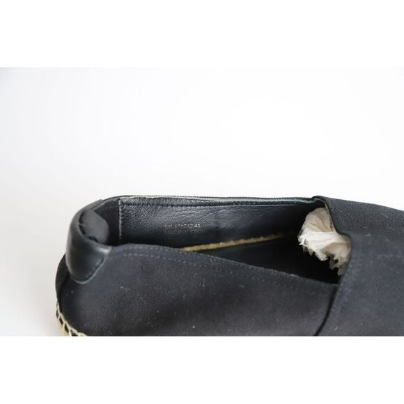 Saint Laurent Logo Embroidered Espadrille Flats in Black Canvas - Picture 10 of 12